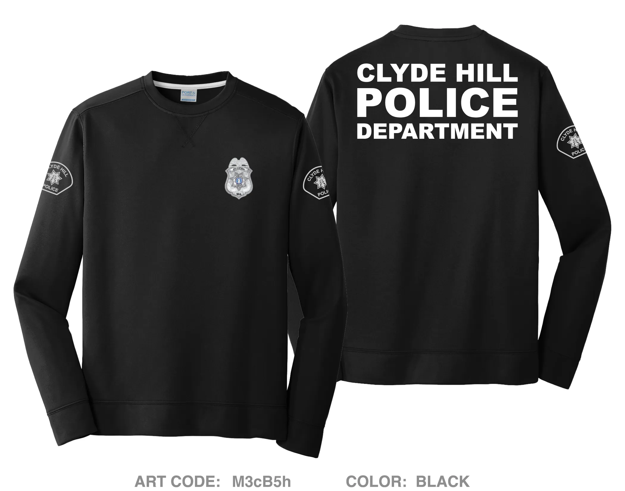 Clyde Hill Police Department Store 1 HI-Tech Performance Crewneck Sweatshirt - M3cB5h