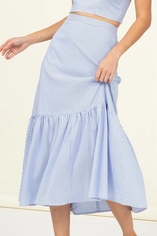 HYFVE High Waist Ruffle Hem Midi Skirt
