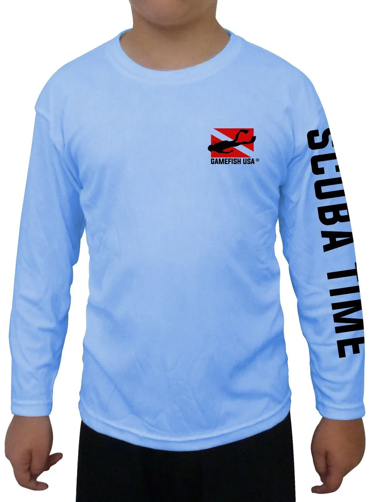 Kid's UPF 50 Long Sleeve Microfiber Moisture Wicking Performance Fishing Shirt Scuba Diving Flag
