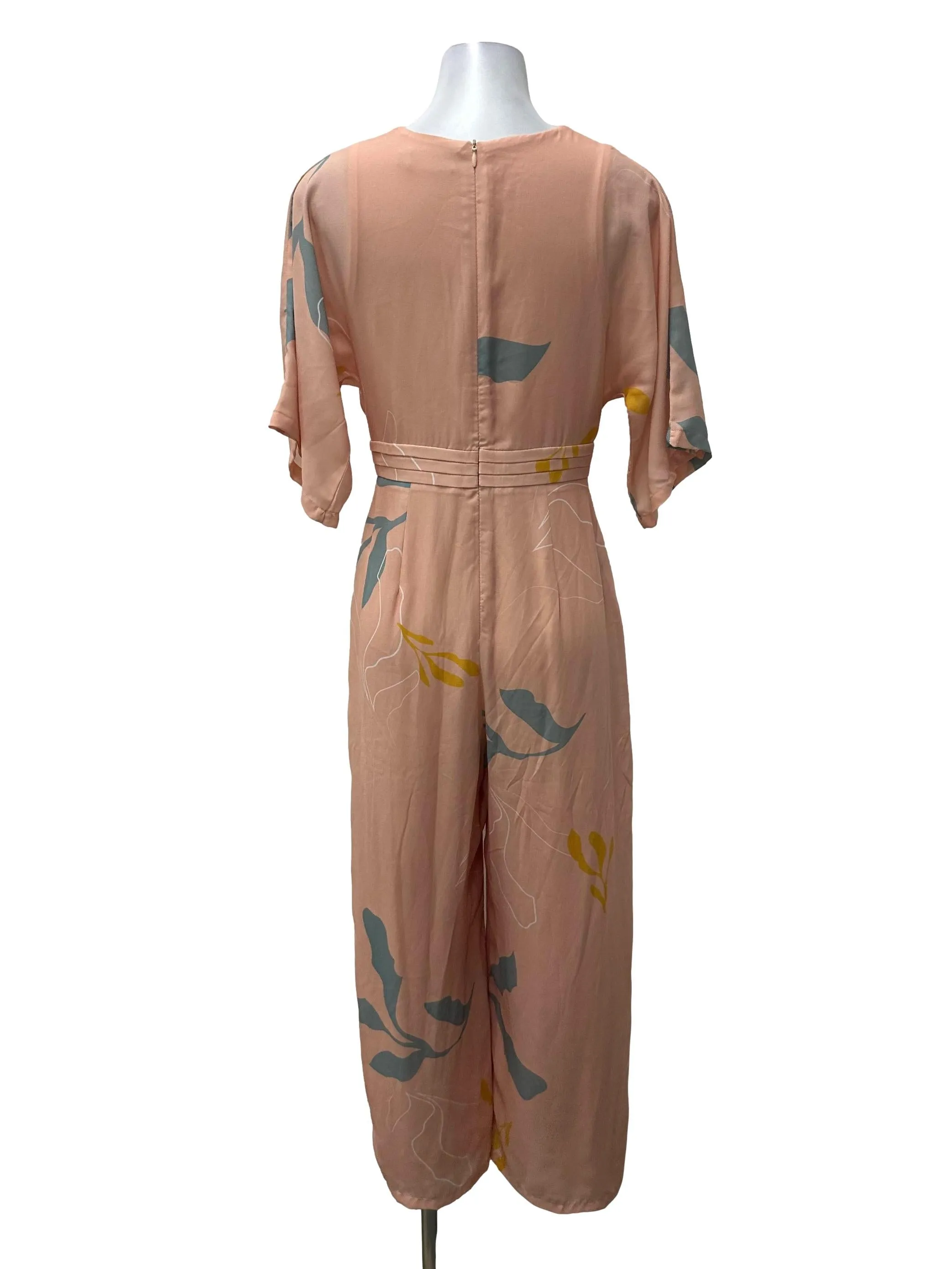 Peach Floral V Jumpsuit