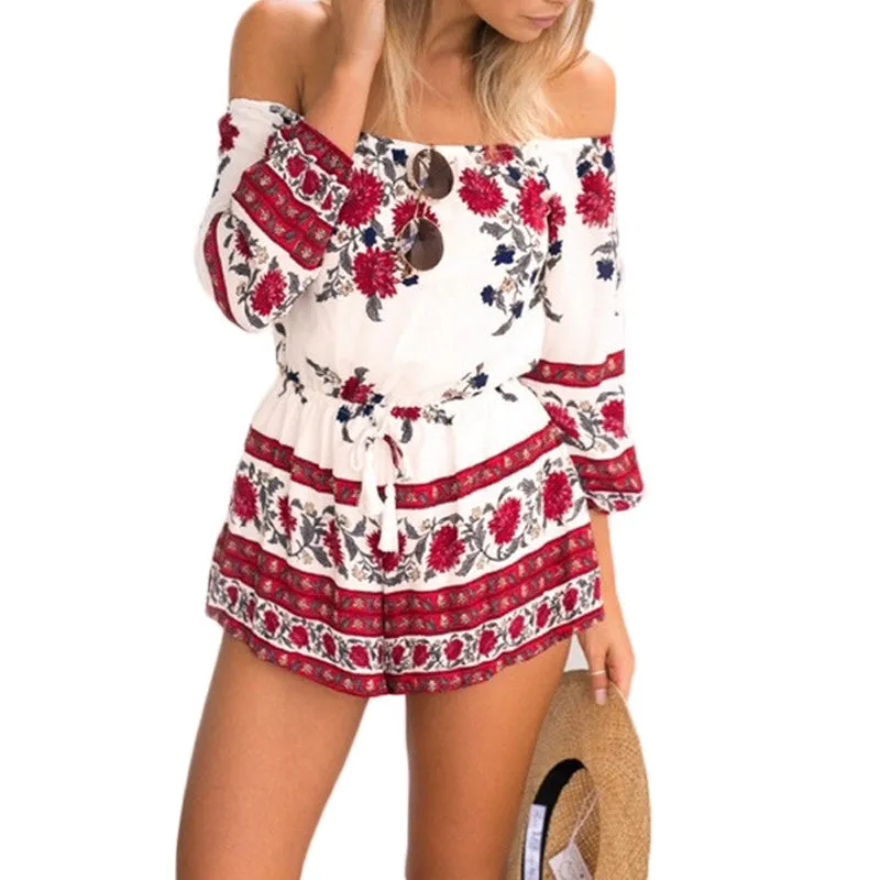 Summer Overall Floral Shorts Romper Boho